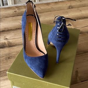 Rupert Sanderson blue suede heels